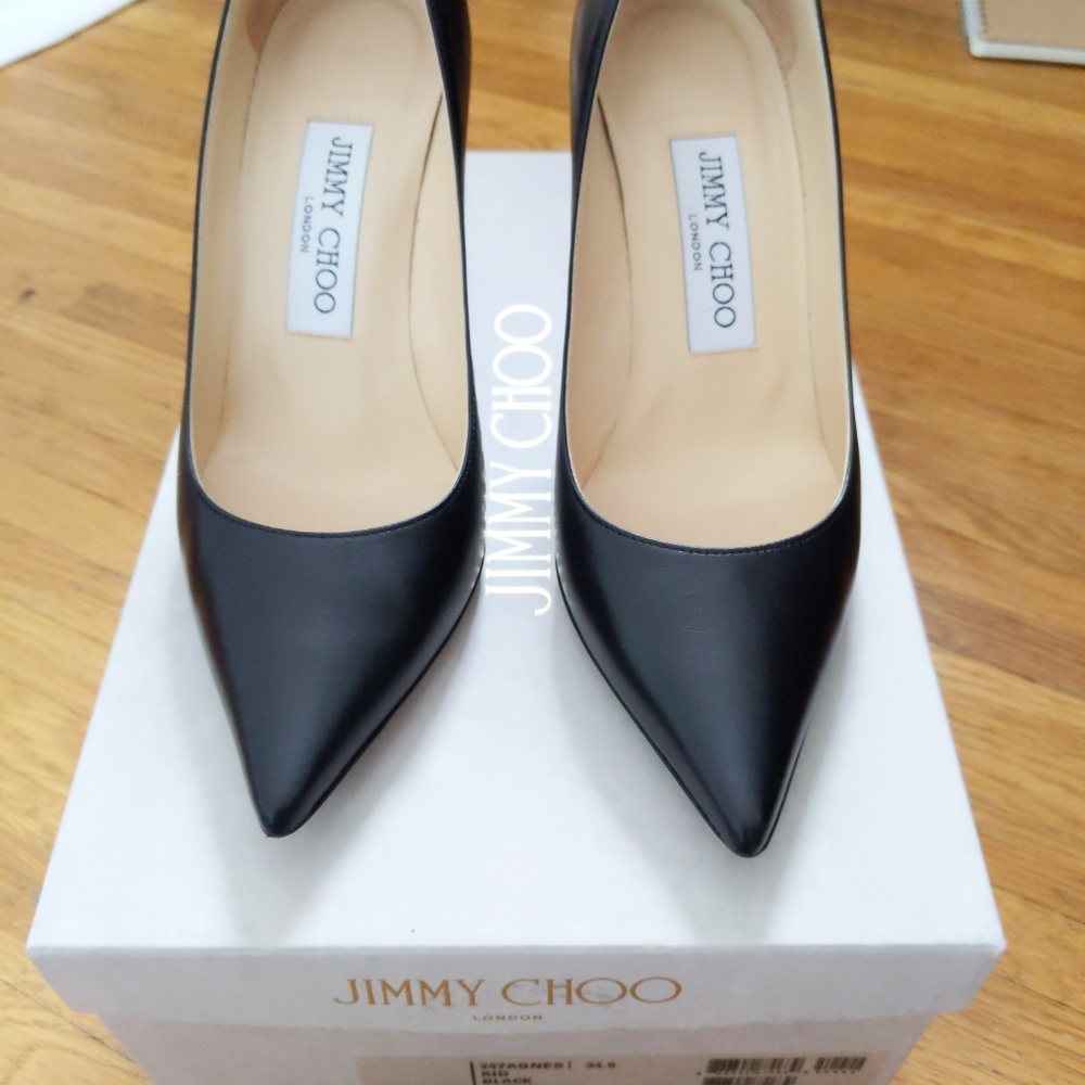 Jimmy Choo Agnes Black Kid Leather 34.5